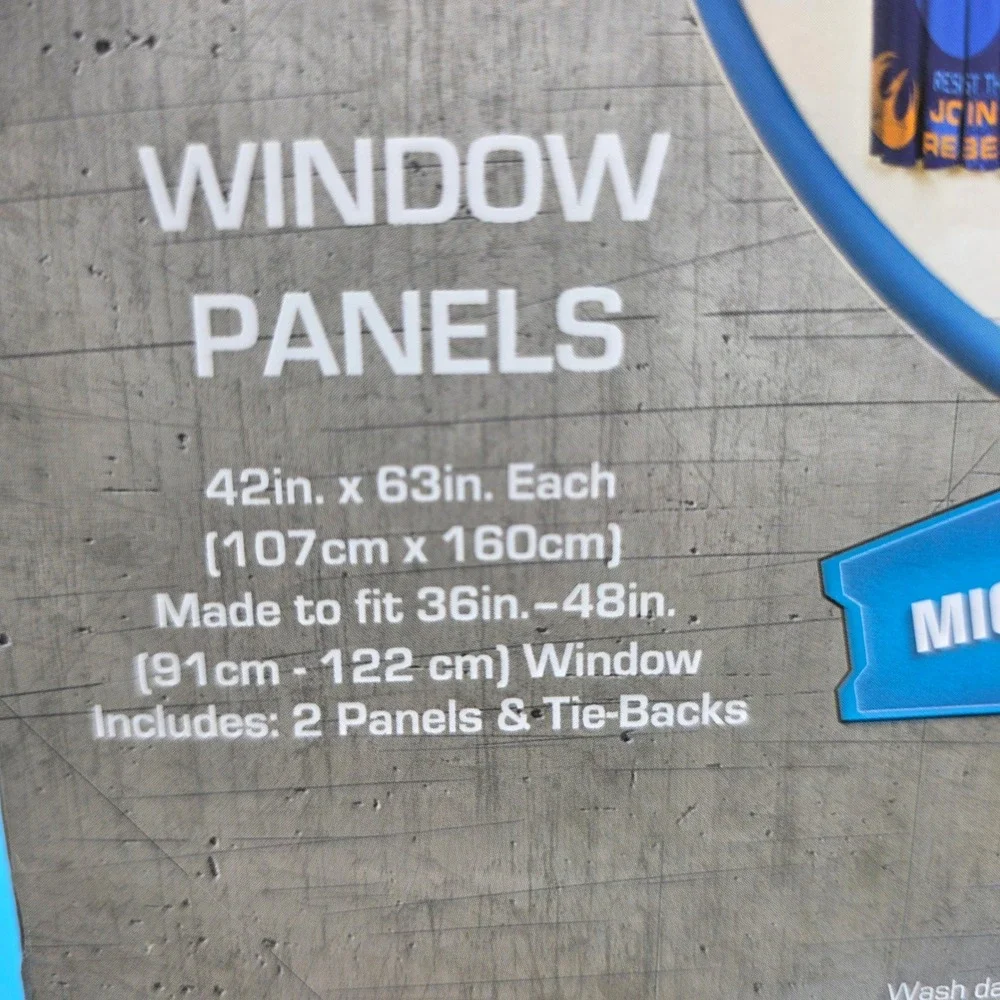 Disney Star Wars Rebels Window Panels Microfiber Drapes 42x63 2 Panels Tie-Backs